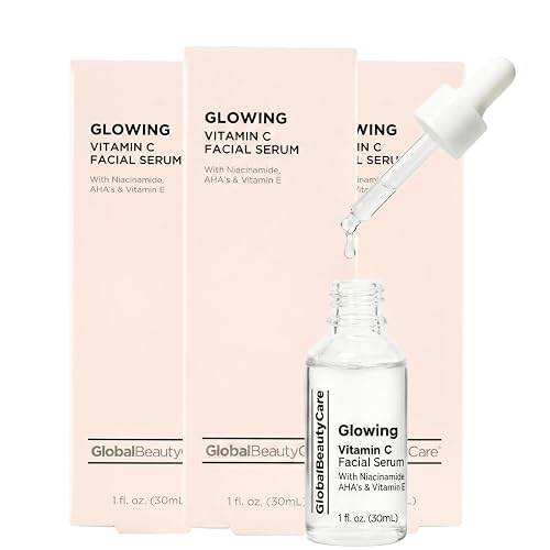 Global Beauty Care Glowing Vitamin C Facial Serum Radiance Boosting Face Serum to Help Improve Appearance of Dark Spots with Niacinamide, AHA