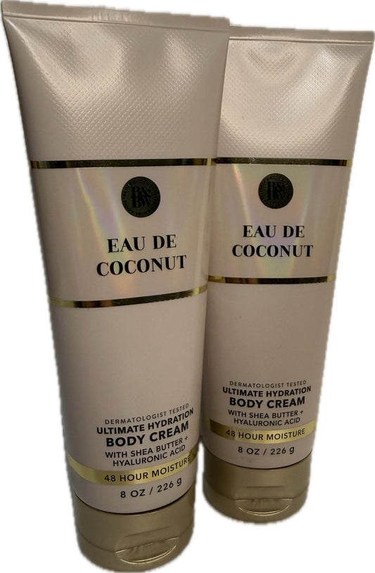 Bath & Body Works Women's Eau De Coconut Ultimate Hydration Body Cream 8 Ounces Pack of 2