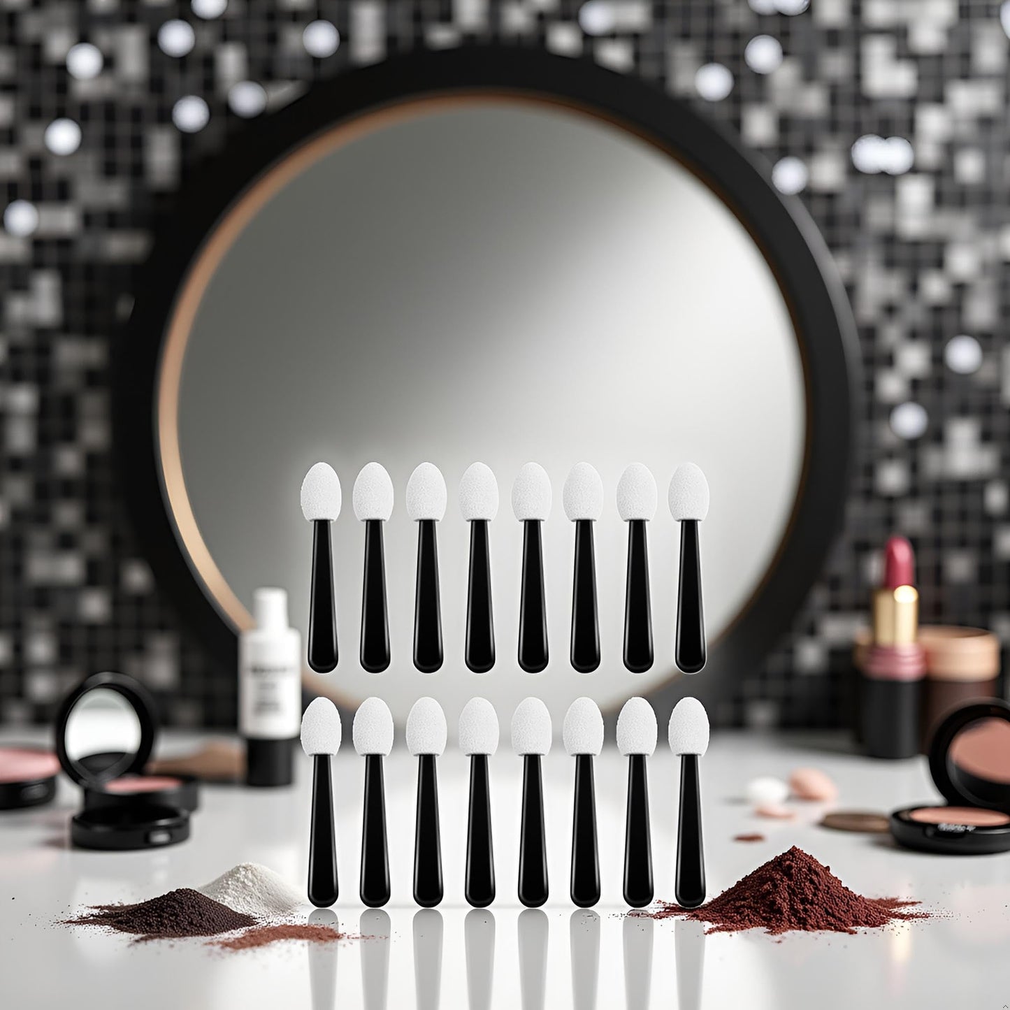100Pcs Black White Small Eyeshadow Applicators Eye Shadow Sponge Applicator Sticks Eye Makeup Applicators Sponge Tip Make up Applicators Eyeshadow