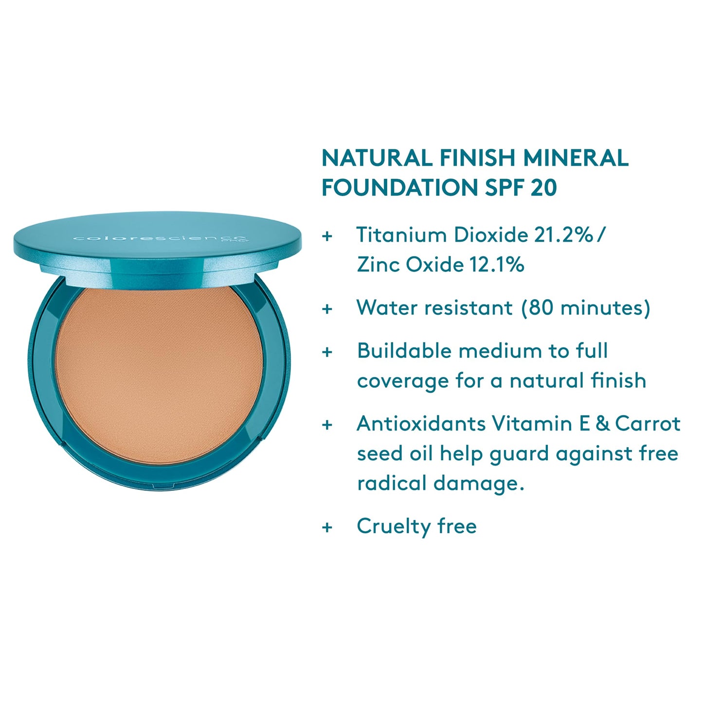 Colorescience Natural Finish Pressed Foundation SPF 20, Light Ivory