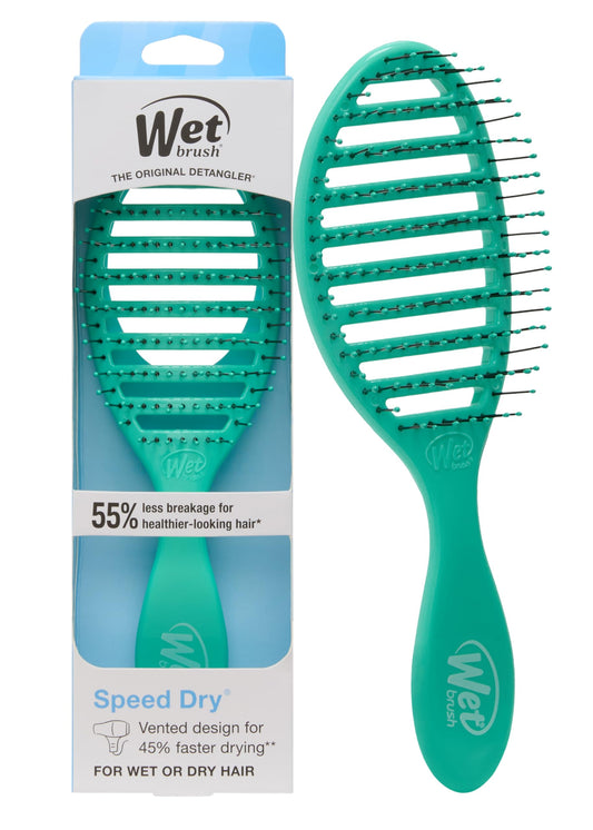 Wet Brush Speed Dry Hair Brush, Amazon Exclusive Aqua, Vented Design & Soft HeatFlex Bristles, Blow Dry Safe, Ergonomic Handle Manages Tangles