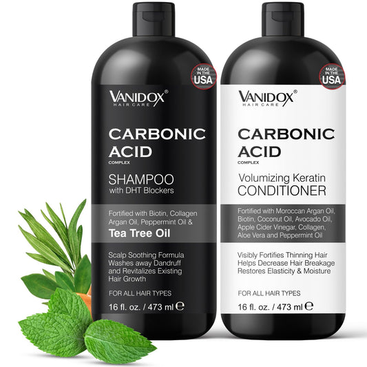 VANIDOX Carbonic Acid Shampoo and Conditioner for Men and Women, Deep Moisturizing Conditioner, Thickens, Softens, & Smooths Set for Hair Growth