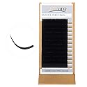 LASHVIEW D Curl 13mm Silk Fake Eyelash Extensions 0.20 Thickness Thick Lashes Semi-Permanent Eyelashes Natural Individual Application for Professional