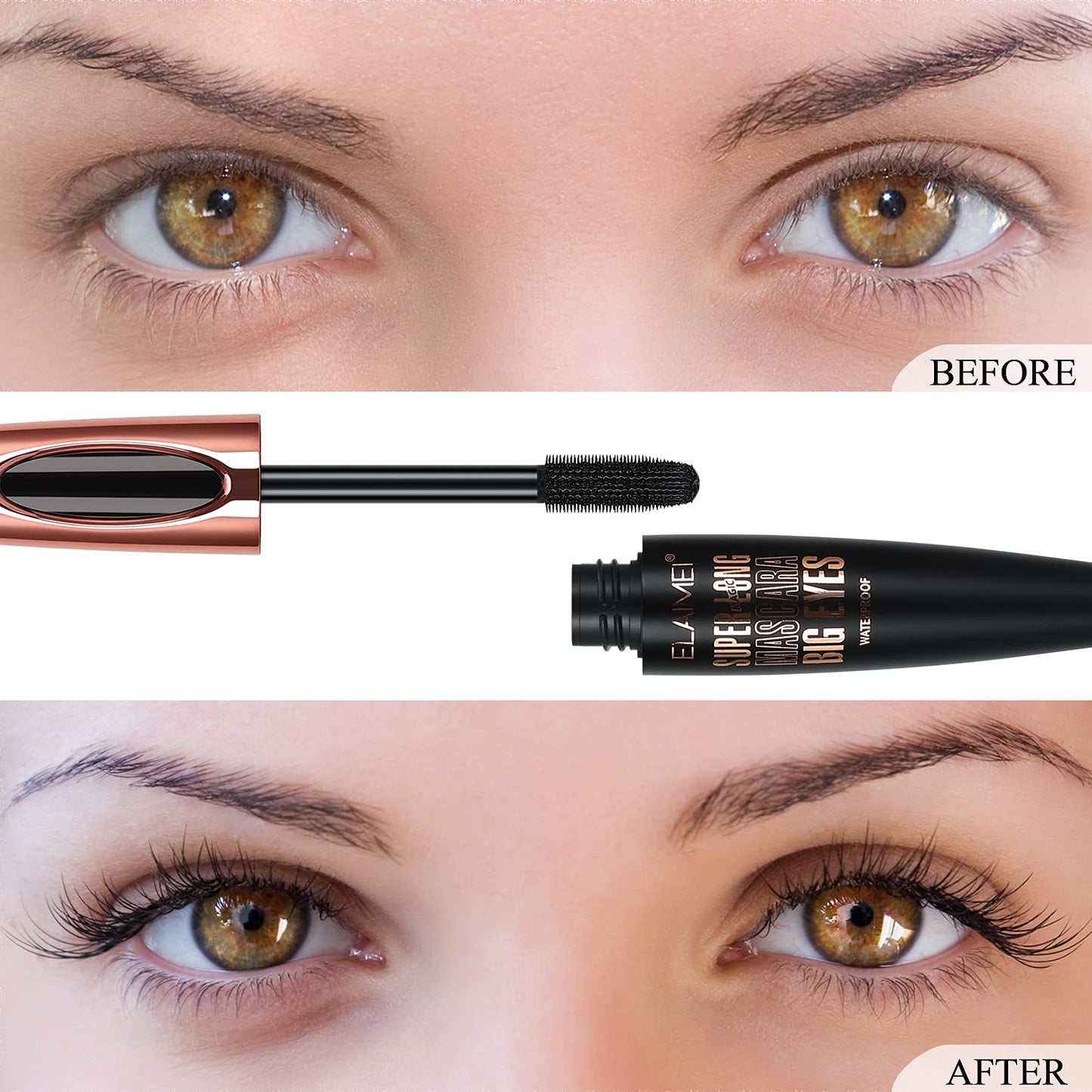 2 Pack Mascara Black Volume and Length, Natural Waterproof Smudge-Proof 4D Silk Fiber Lash Mascara Long-Lasting, Adds Length, Depth & Glamour