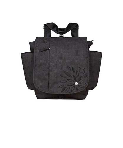 HAIKU To Go Convertible 2.0 Crossbody and Backpack Messenger-Style Travel Bag with Adjustable Shoulder Straps, Dual Pockets, Black in Bloom