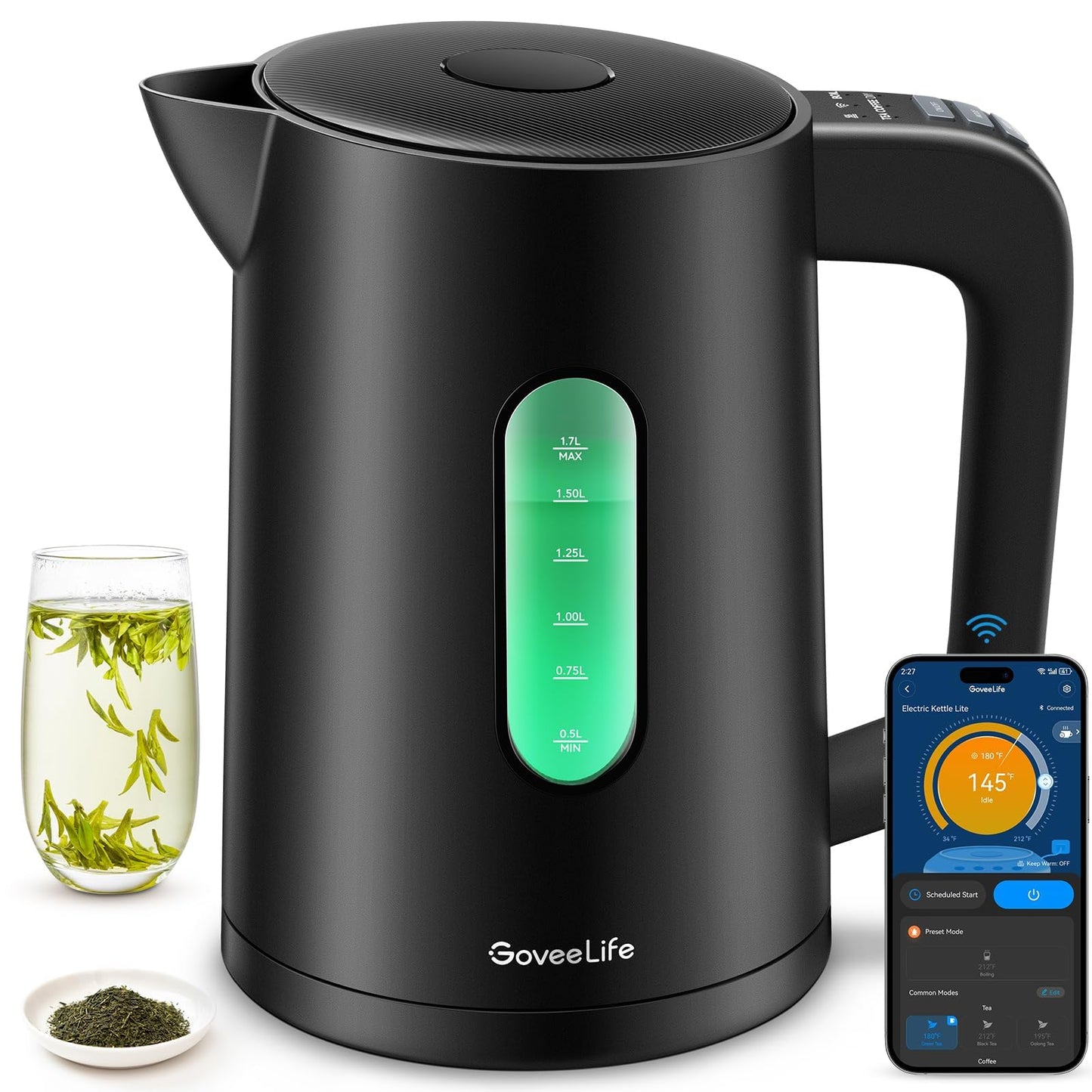GoveeLife Smart Kettle Temperature Control 1.7L, 1500w WiFi Tea Kettle Electric with LED Indicator Lights, Remotely Control, 2H Keep Warm, 4 Presets…