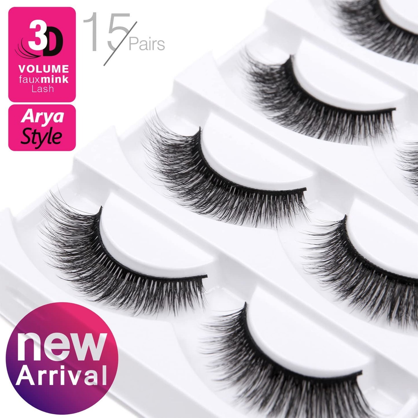 Eliace False Eyelashes Natural look Cat Eye Lashes Wispy Strips,15 Pairs 3D Mink Lashes Fake Eyelashes Volume Fluffy Thin Soft Band Comfortable Long