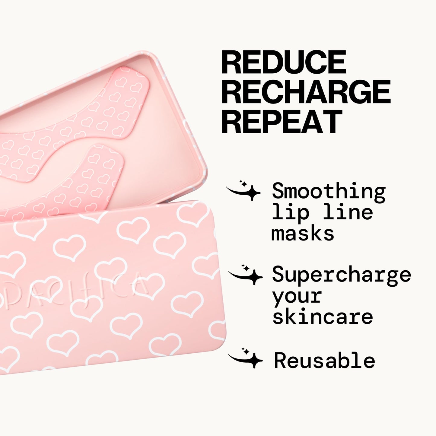 Pacifica Beauty Reusable Lip Line Mask, Skincare, Silicone Mask, For Fine Lines and Wrinkles, Lift and Firm, Pair with Serum, Storage Tin Included