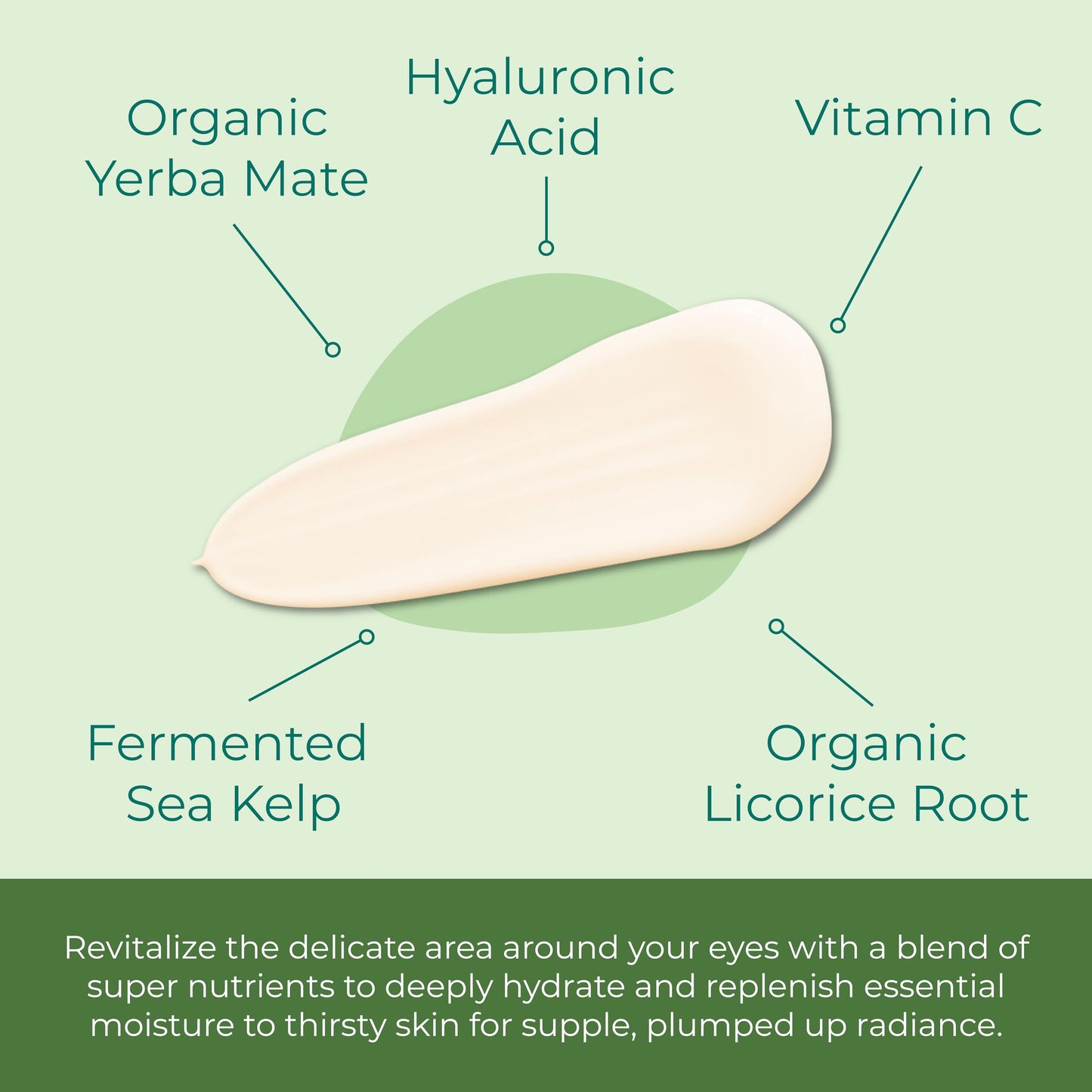 Sea-El Miracle Sea Kelp Eye Cream Hydrating & Correcting Yerba Mate Caffeine & Hyaluronic Acid for Dark Circles Bags & Puffiness - Daily Anti Aging