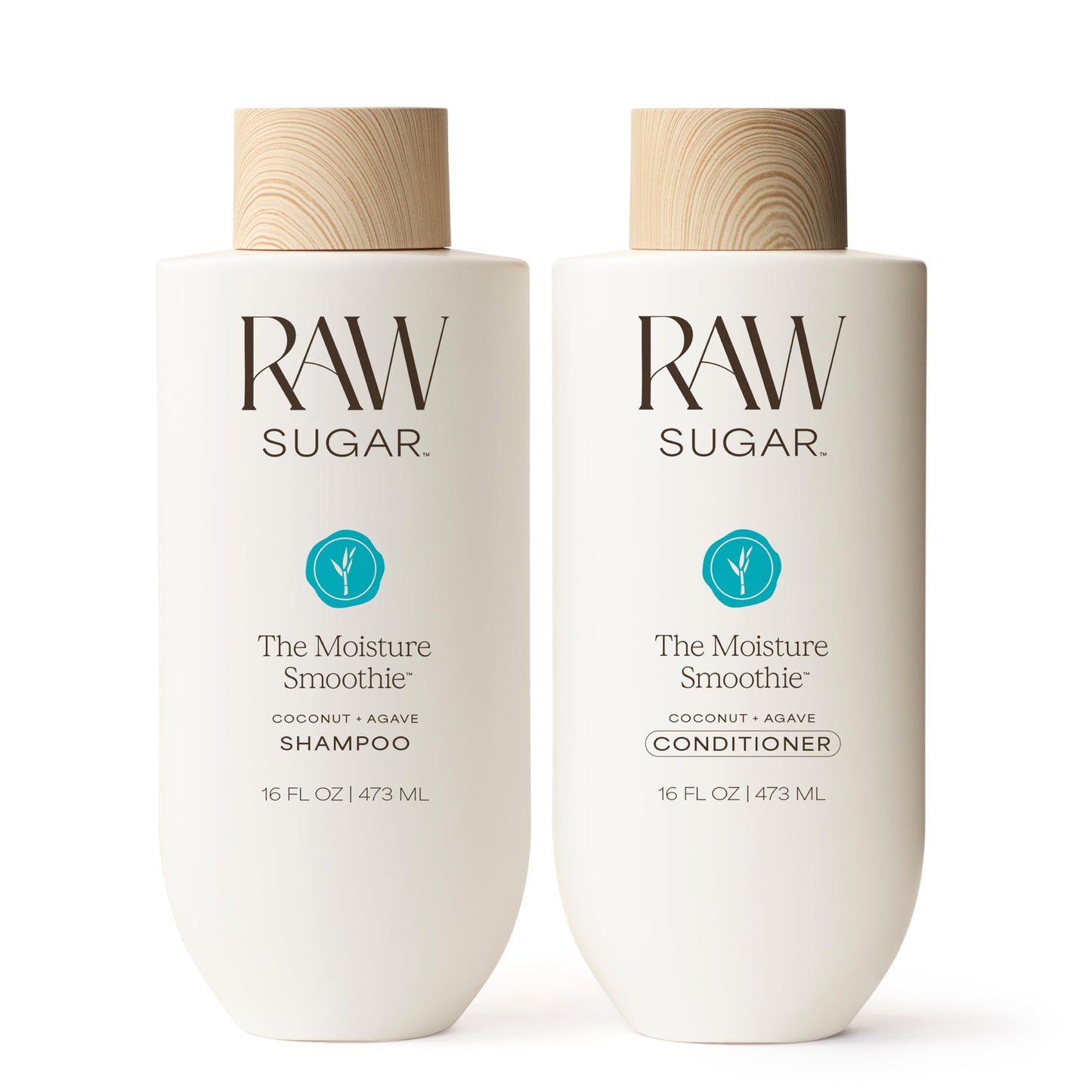 Raw Sugar The Moisture Smoothie Shampoo and Conditioner with Coconut Oil, Agave, & Sweet Almond Oil, Hydrates & Nourishes Dry Hair, Formulated without