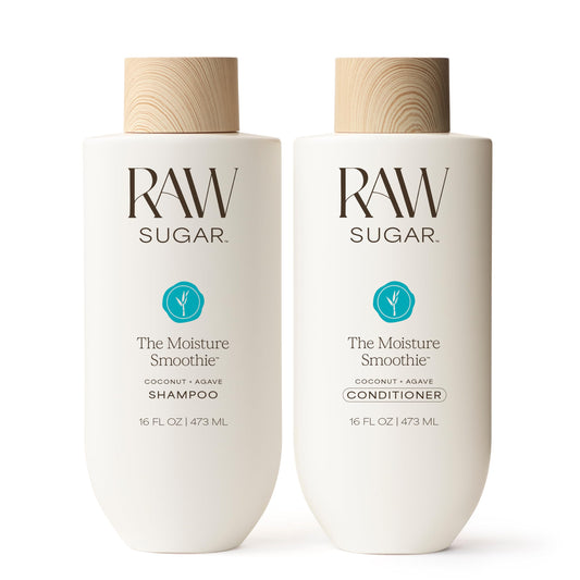 Raw Sugar The Moisture Smoothie Shampoo and Conditioner with Coconut Oil, Agave, & Sweet Almond Oil, Hydrates & Nourishes Dry Hair, Formulated without