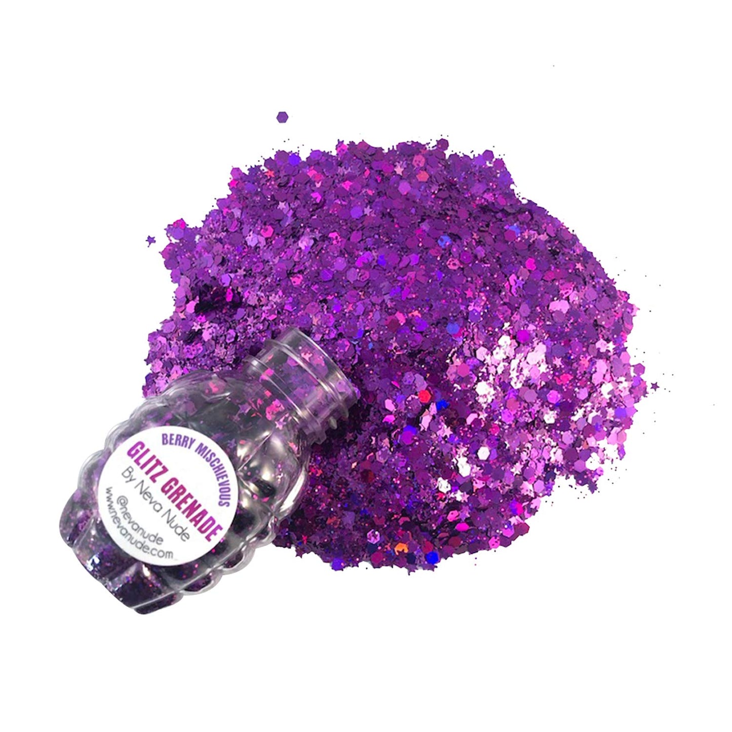 Neva Nude Face and Body Glitter Keychain - Chunky Loose Glitter for Festivals, Raves, and More | Cosmetic Grade | Super Sparkly (Berry Mischievous
