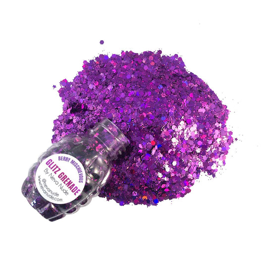Neva Nude Face and Body Glitter Keychain - Chunky Loose Glitter for Festivals, Raves, and More | Cosmetic Grade | Super Sparkly (Berry Mischievous