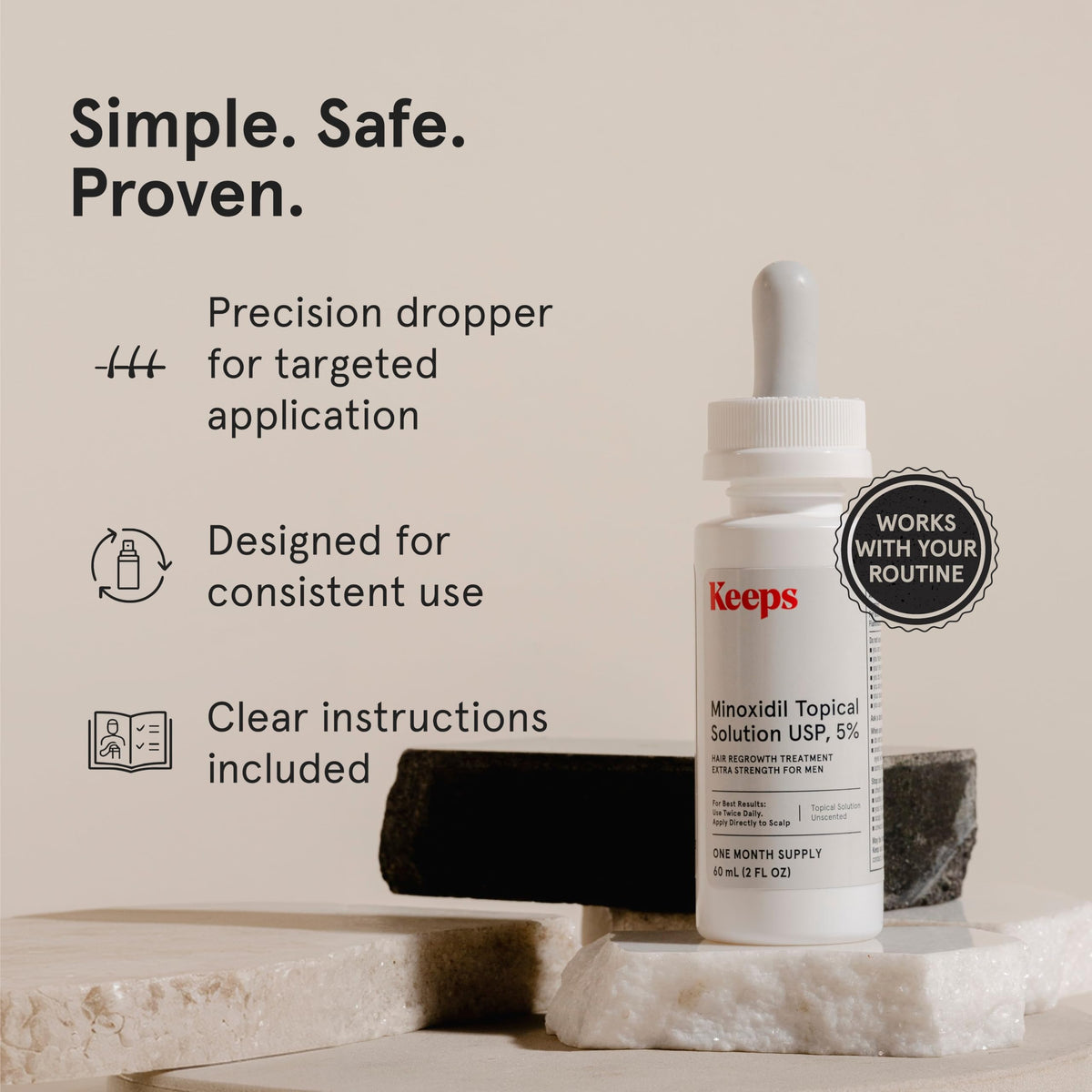Keeps Minoxidil Solution 5% for Men, 3 Month Supply (3 x 2 fl oz Bottles) Beauty and Personal Care Keeps