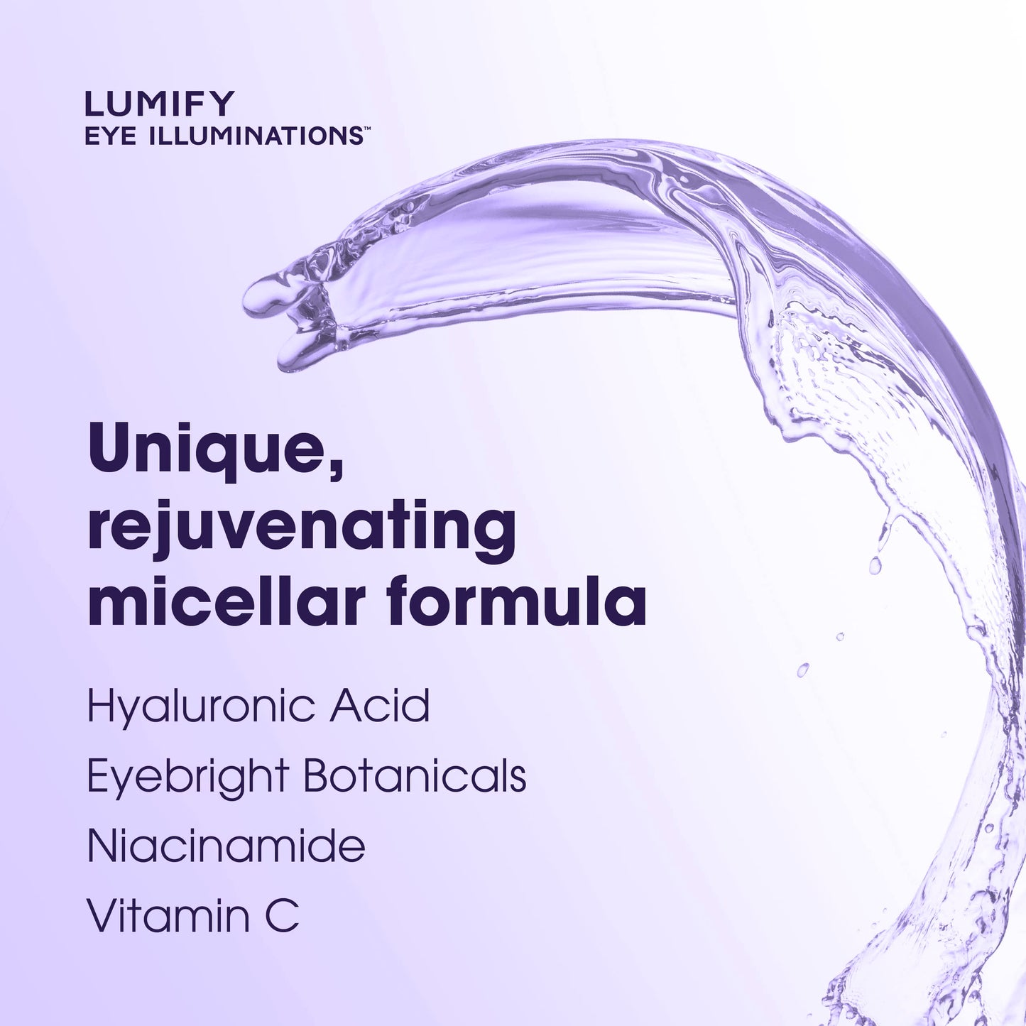 LUMIFY Eye Illuminations Cleansing Water & Eye Makeup Remover, 3-in-1 Micellar Water Contains Hyaluronic Acid, Vitamin C & Niacinamide, 5.4 Oz