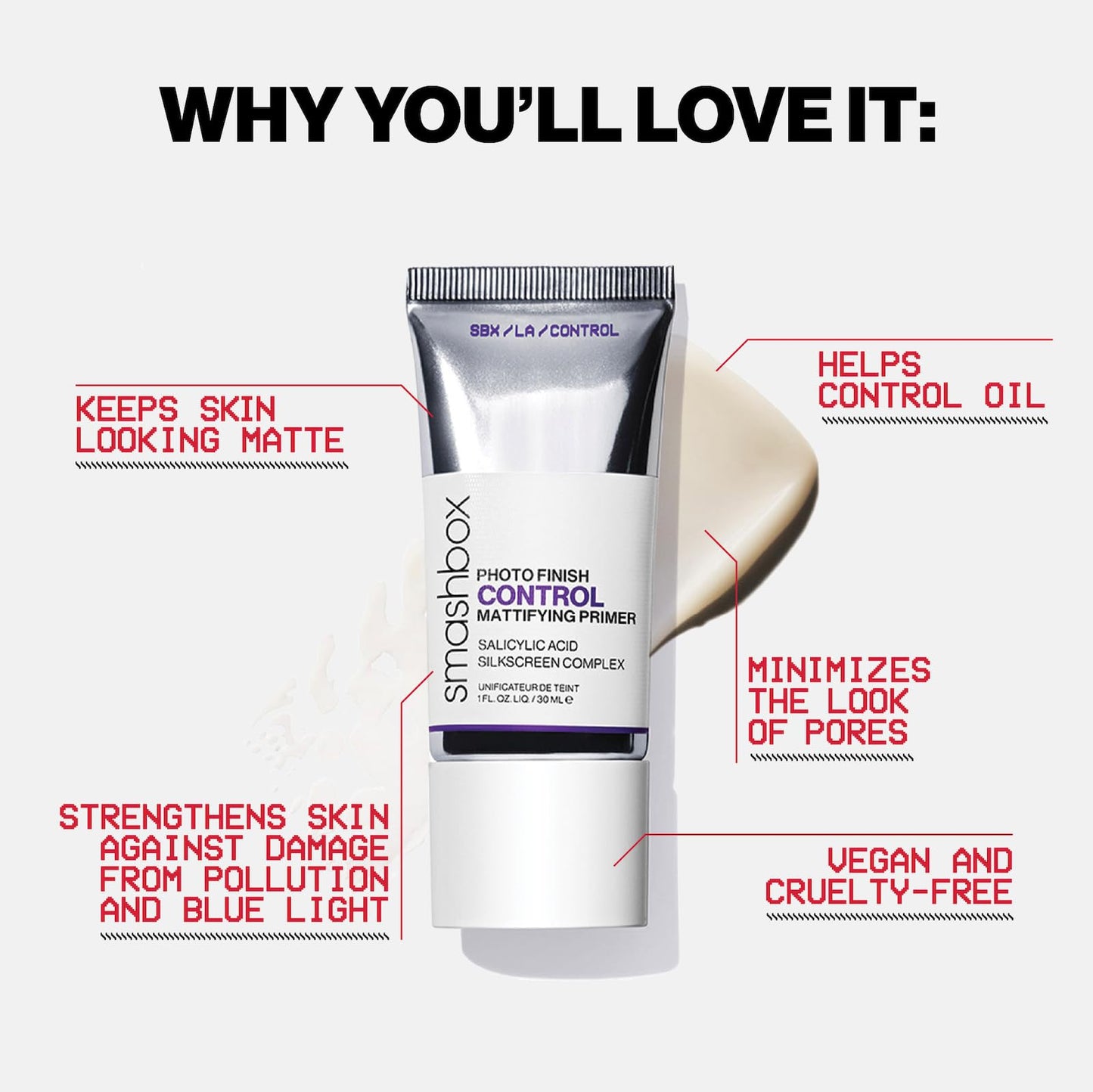 Smashbox Photo Finish Control Mattifying Makeup Primer | Pore-Minimizing, Oil-Controlling Primer that helps Reduce Shine | Silkscreen Complex, Witch