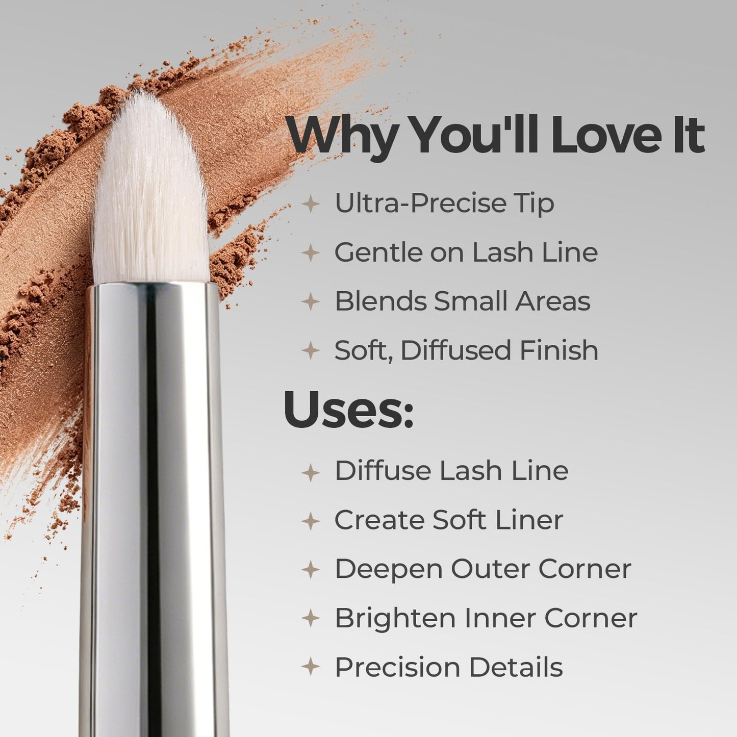 Albeaut Small Eyeshadow Brush, Soft Firm Pencil Brush with Precise Point, Eyeliner Smudge Tool, Delicate Areas Eye Shadow Applicator for Inner Eye