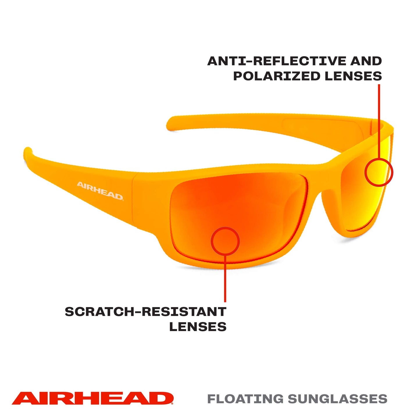 AIRHEAD Sport Round Sunglasses, Orange, Adult