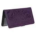 christian art gifts purple faux leather checkbook cover for women - i can do everything through him bi-fold duplicate checks id credit cards & pen…
