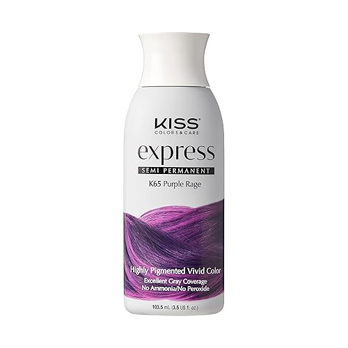 Kiss Express Semi-Permanent Hair Color - Vivid, Highly Pigmented Dye for Vibrant Hair, Gentle Formula, Gray Coverage, pH Balanced, 23 Intermixable
