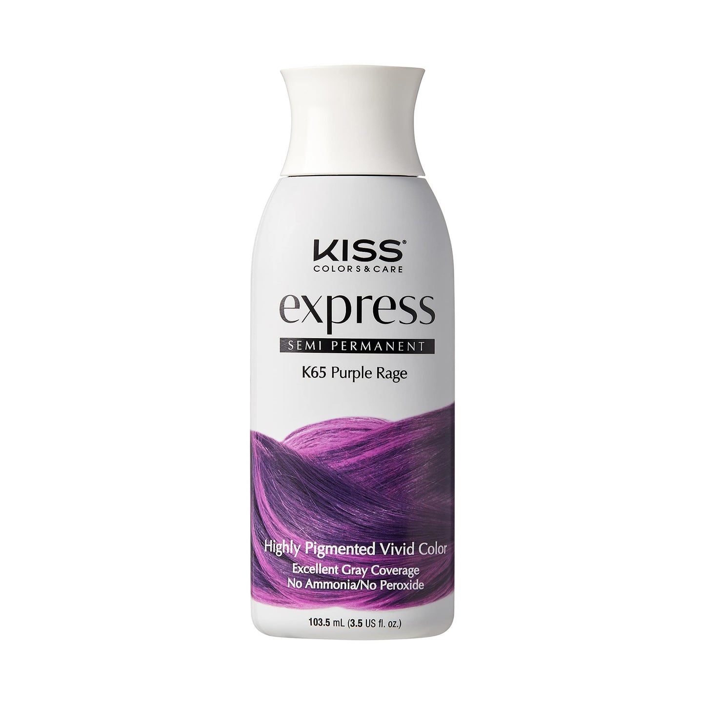 Kiss Express Semi-Permanent Hair Color - Vivid, Highly Pigmented Dye for Vibrant Hair, Gentle Formula, Gray Coverage, pH Balanced, 23 Intermixable