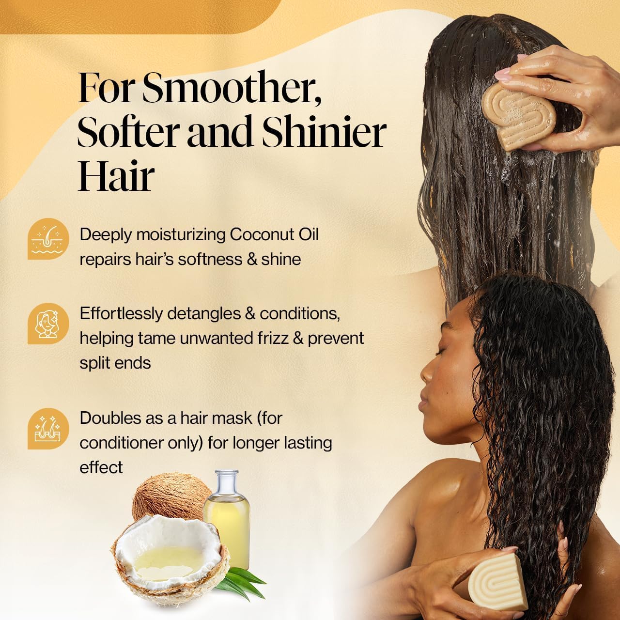 Kitsch Coconut Oil Shampoo and Conditioner Set - Deep Moisturizing Shampoo and Conditioner Bar for Dry Damaged Hair - Hydrating Solid Bars for Curly
