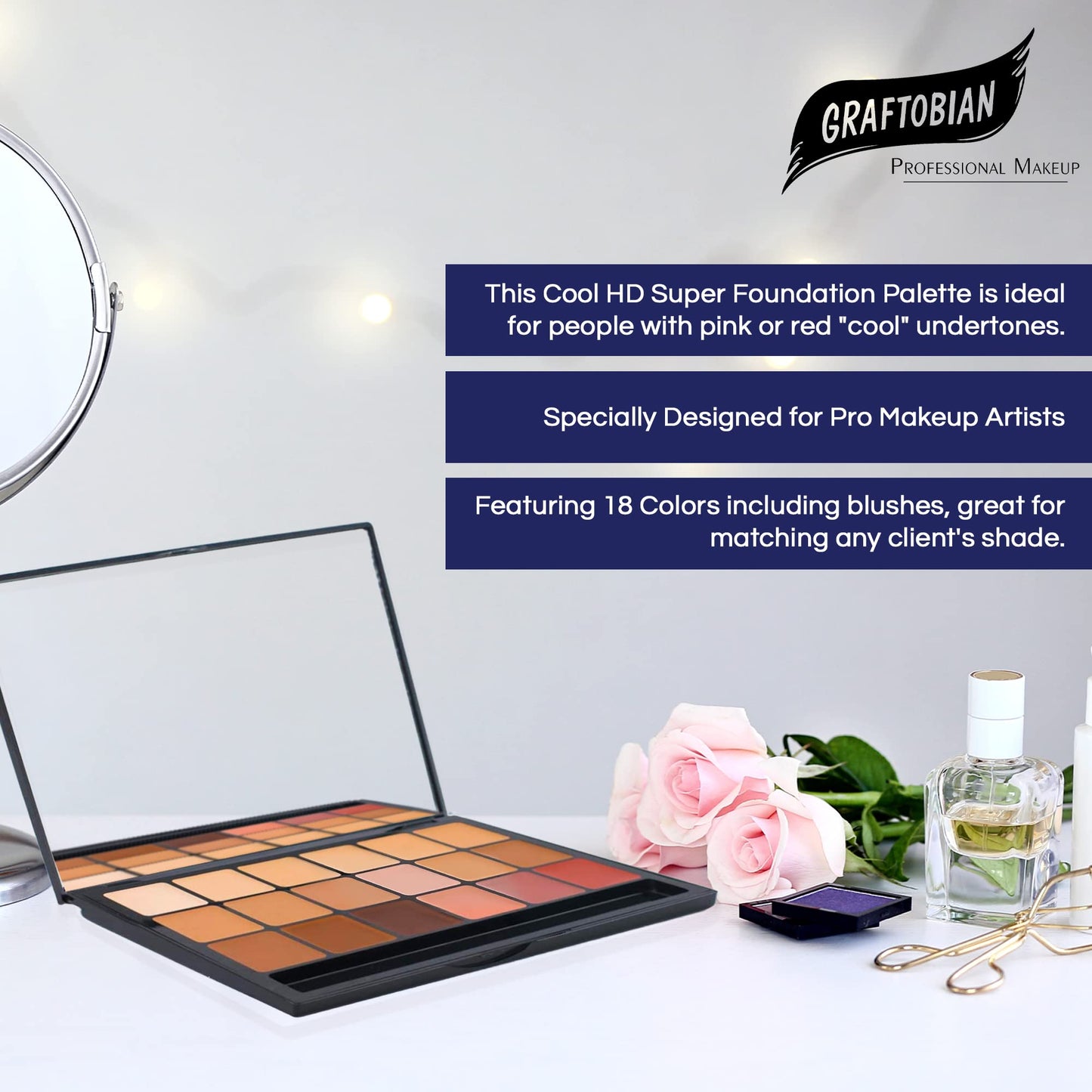 Graftobian HD High-Definition Super Palette - Foundation Palette, Professional Face Cream Palette, Contour & Coverage Face Makeup, Artist Kit