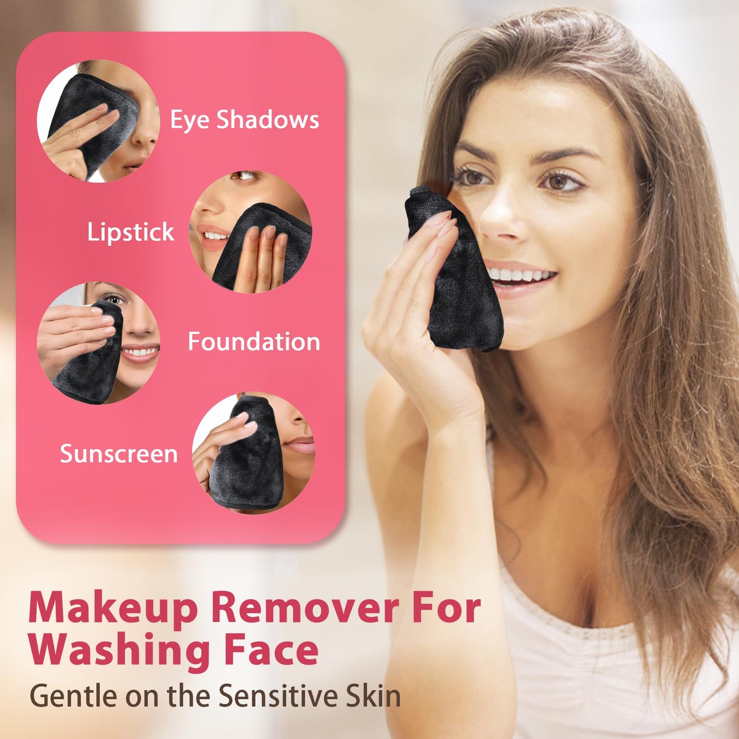 Makeup Remover Cloth, 6" x 6" Makeup Remover Towels Reusable Face Cloth for Washing Face, Makeup Remover Pads Microfiber Face Washcloth with Mesh Bag Beauty and Personal Care Natwag