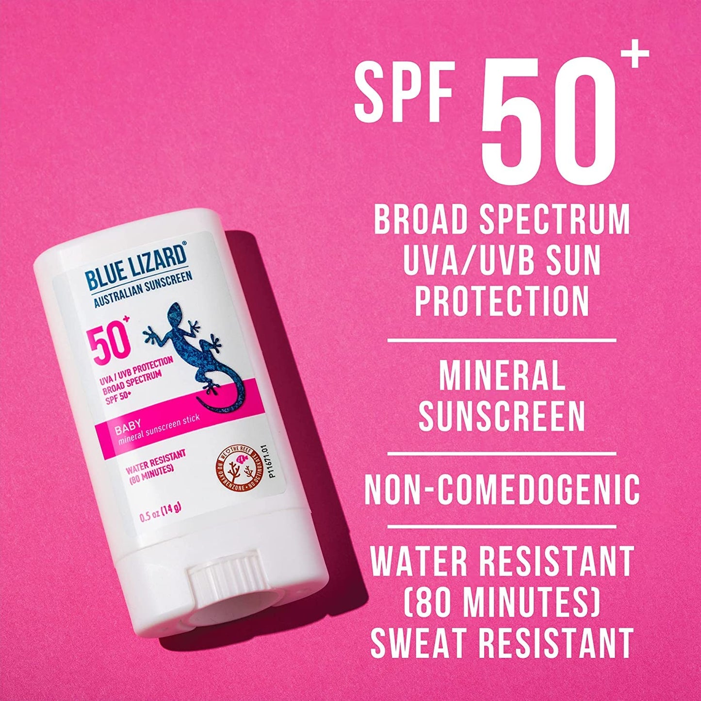 Blue Lizard BABY Mineral Sunscreen Stick with Zinc Oxide, SPF 50+, Water Resistant, UVA/UVB Protection - Easy to apply, Fragrance Free.5 oz (Pack