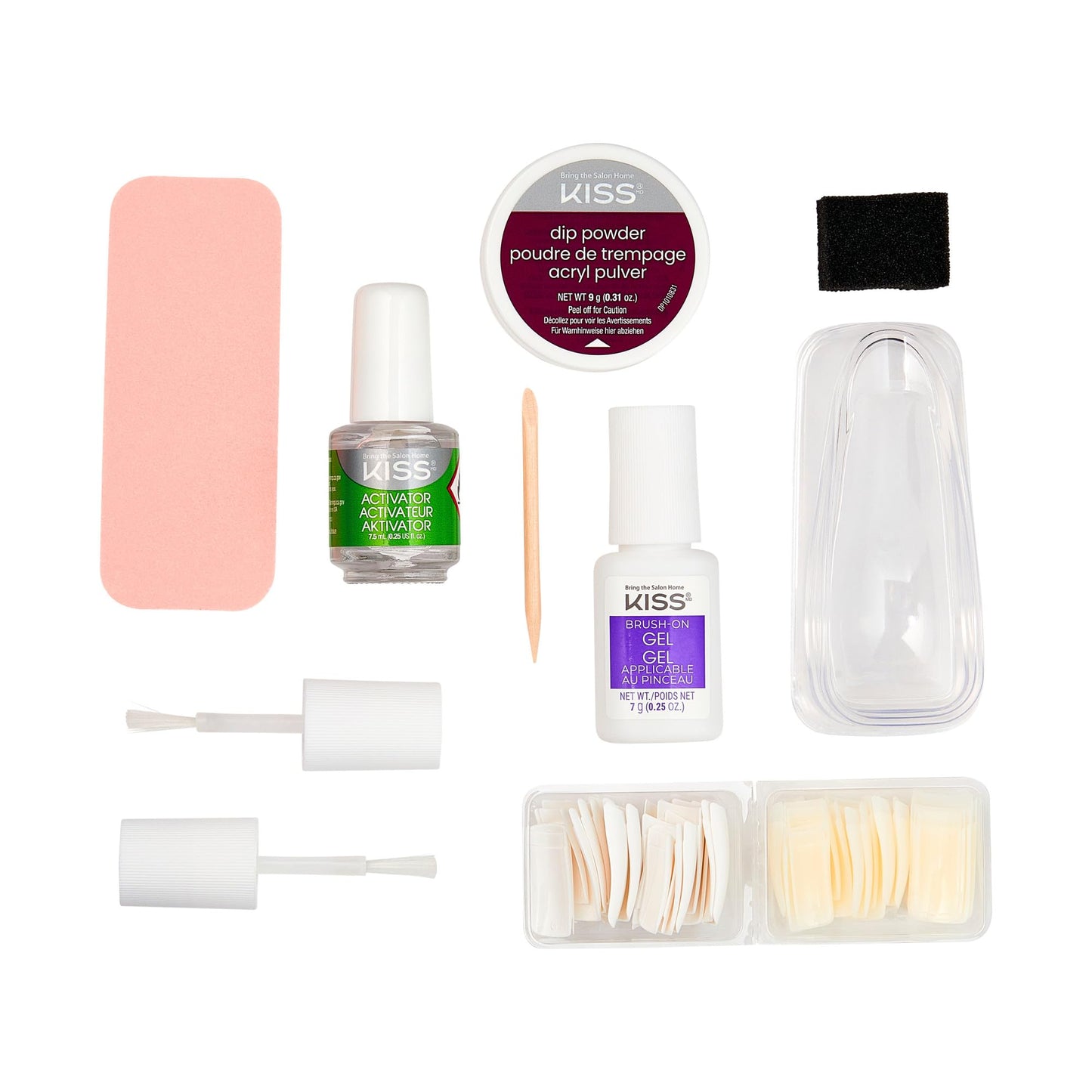 Kiss Salon Dip Professional Dipping System Dip Powder Manicure Kit, Brush-On Gel, Dip Powder, Activator, 2 Brushes, Dipping Tray, Cuticle Stick Beauty & Personal Care KISS