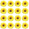 Lawie 16 Pack Artificial Fake Yellow Small Daisy Sunflower Hair Clips Floral Hairpins Alligator Barrettes Brooches Pins Wedding Hawaiian Party Silk