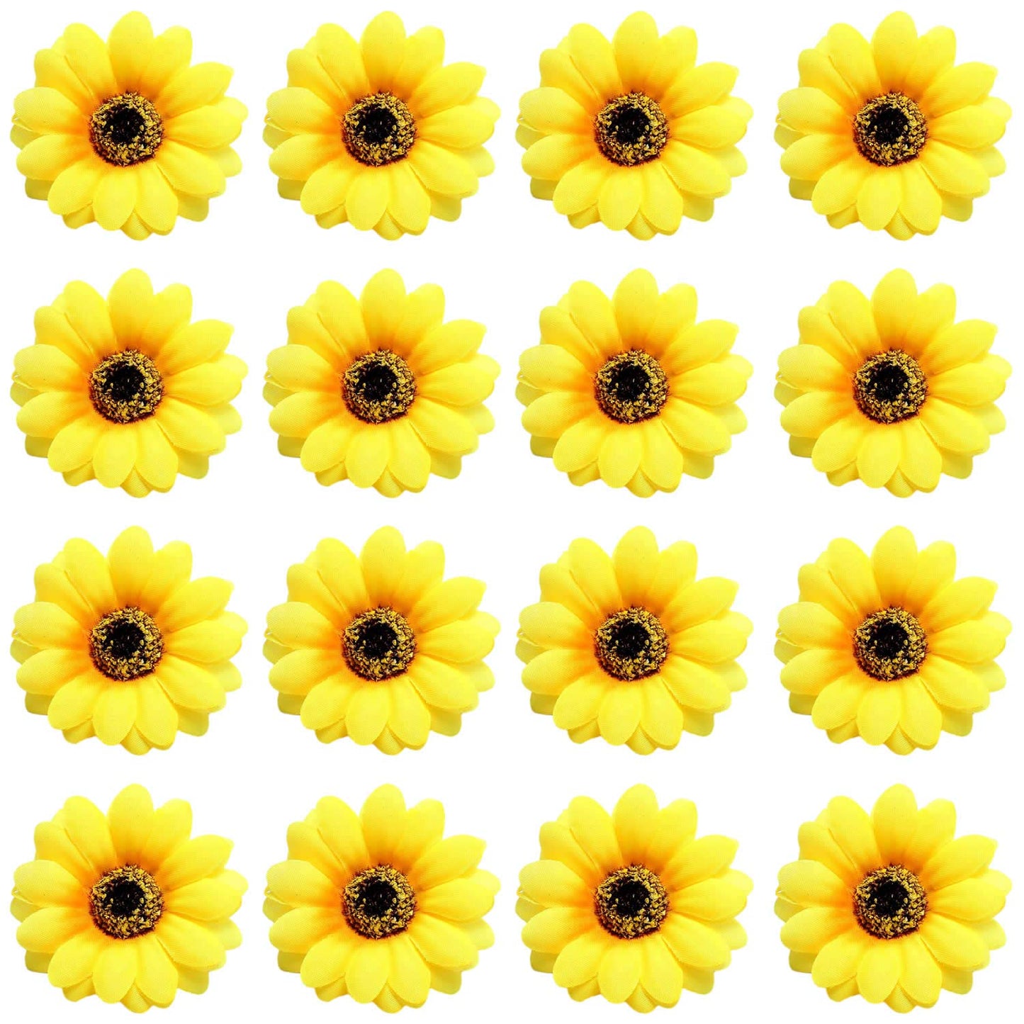 Lawie 16 Pack Artificial Fake Yellow Small Daisy Sunflower Hair Clips Floral Hairpins Alligator Barrettes Brooches Pins Wedding Hawaiian Party Silk