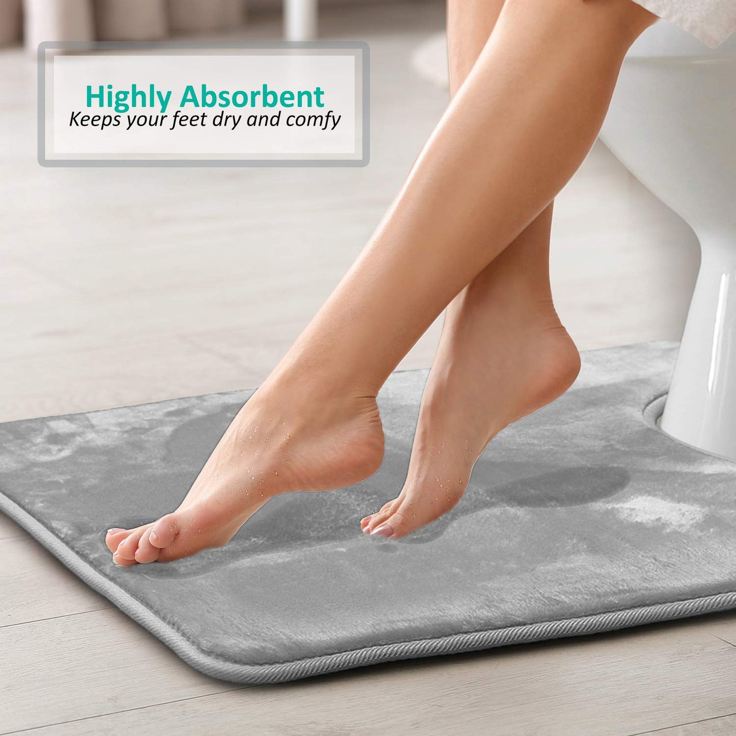 Clara Clark Bathroom Contour Rug, Ultra Soft Non Slip and Cozy, Velvet Memory Foam Toilet U-Shaped Bath Mat