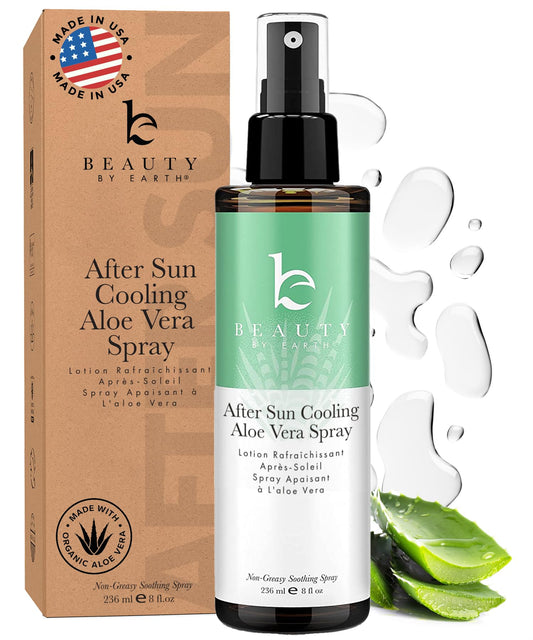 Beauty by Earth After Sun Cooling Aloe Vera Spray - USA Made With Organic Aloe Vera, Fast Absorbing After Sun Care for Sunburn Relief, Skin Cooling Beauty & Personal Care Beauty by Earth