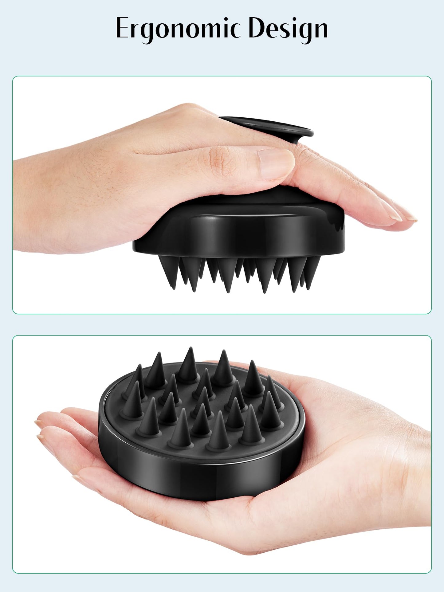HEETA Scalp Massager Hair Growth 2-Pack, Soft Silicone Scalp Scrubber Shampoo Brush for Exfoliation Dandruff Removal Head Massage Stress Relax, Wet