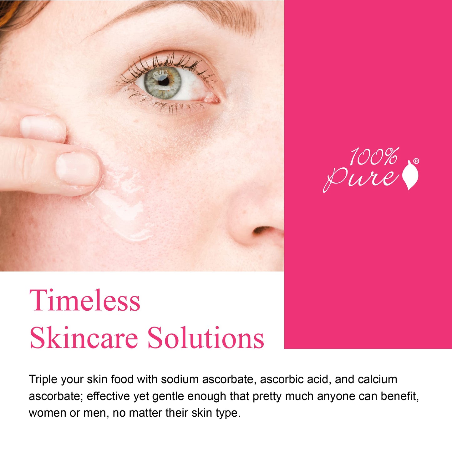 100% PURE Vitamin C Boost Powder to Serum Rejuvenate Face Firming Antioxidants & Hyaluronic Acid Illuminating Vibrant Facial Skin Care - Vegan - .35oz