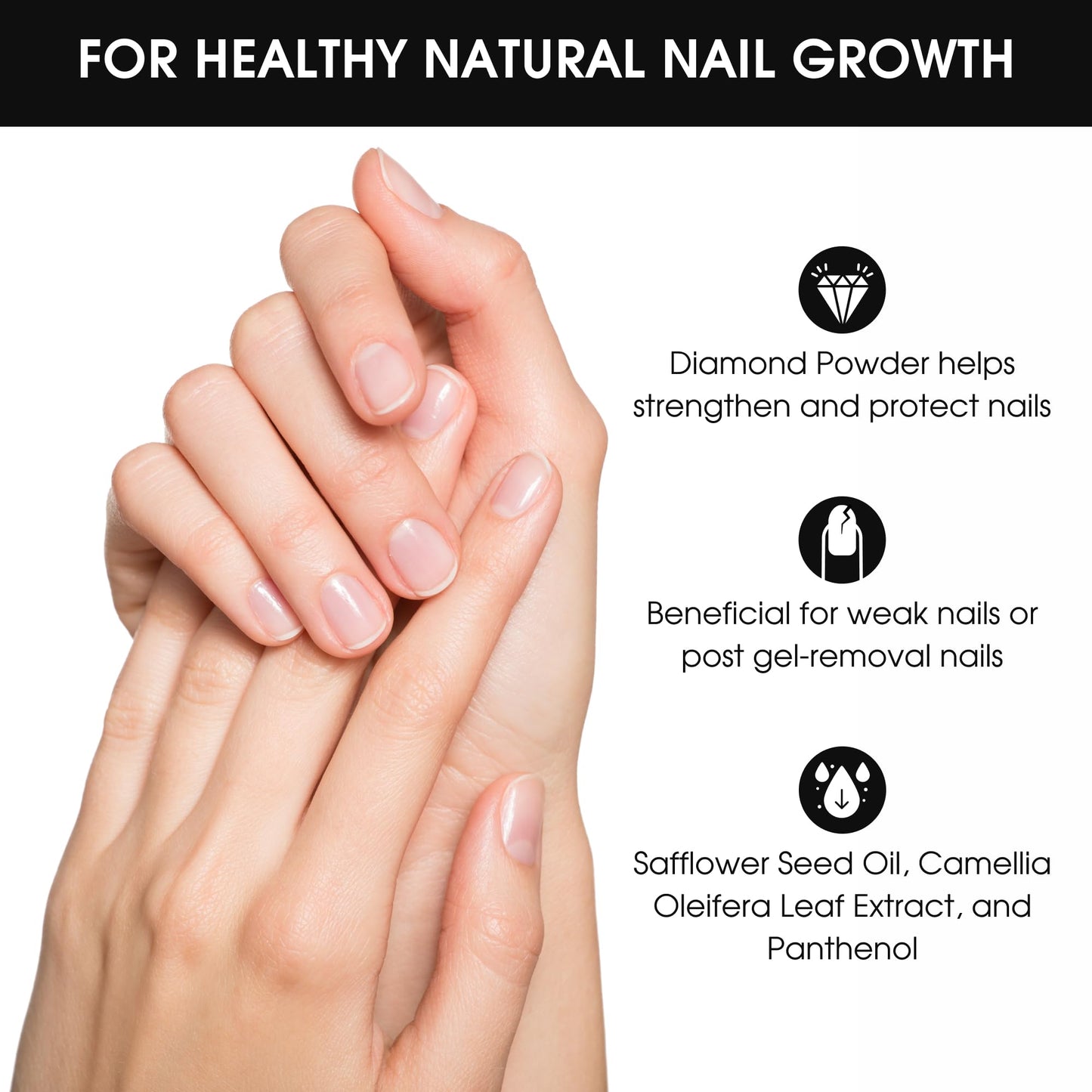Deborah Lippmann Hard Rock Base and Top Coat | Promotes Healthy Growth for Soft Nails | Diamond Powder Strengthens and Protects Nail Polish | Clear