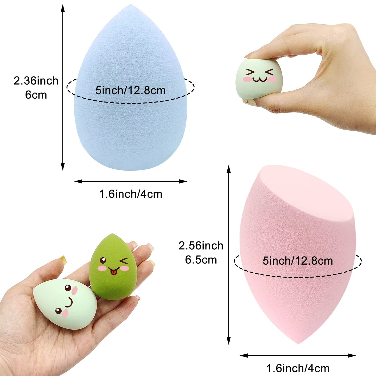 12 Pieces Professional Makeup Sponge Set,Latex Free Flawless Soft Setting Face Puffs,Multicolor Beauty Sponge Blender Cosmetic Applicator