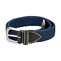 Equinavia Elsa Equestrian Woven Stretch Belt | Fancy Stitched, Bridle-inspired Tip - Navy - M/L