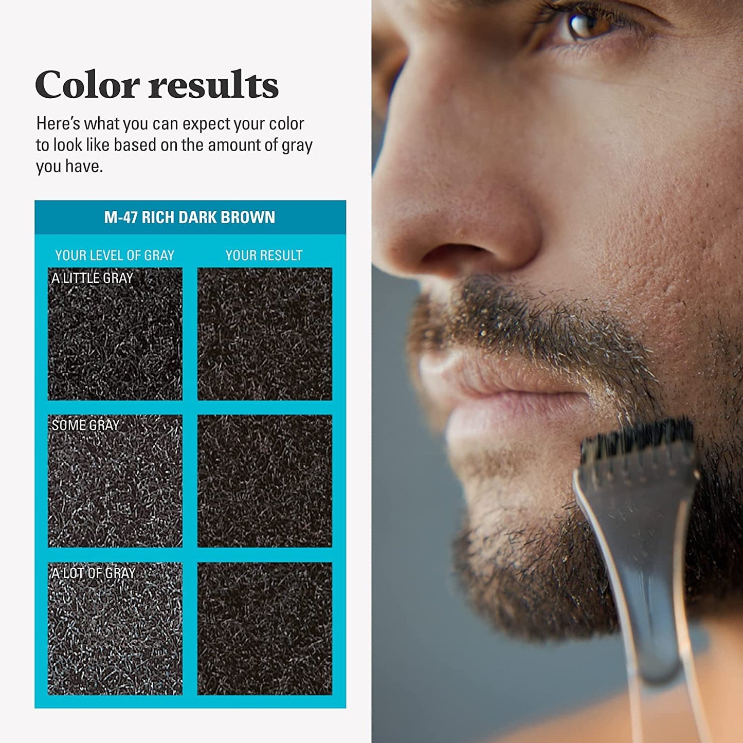 Just For Men Mustache & Beard, Beard Dye for Men with Brush Included, With Keratin Biotin Aloe and Coconut Oil for Healthy Facial Hair - Rich Dark