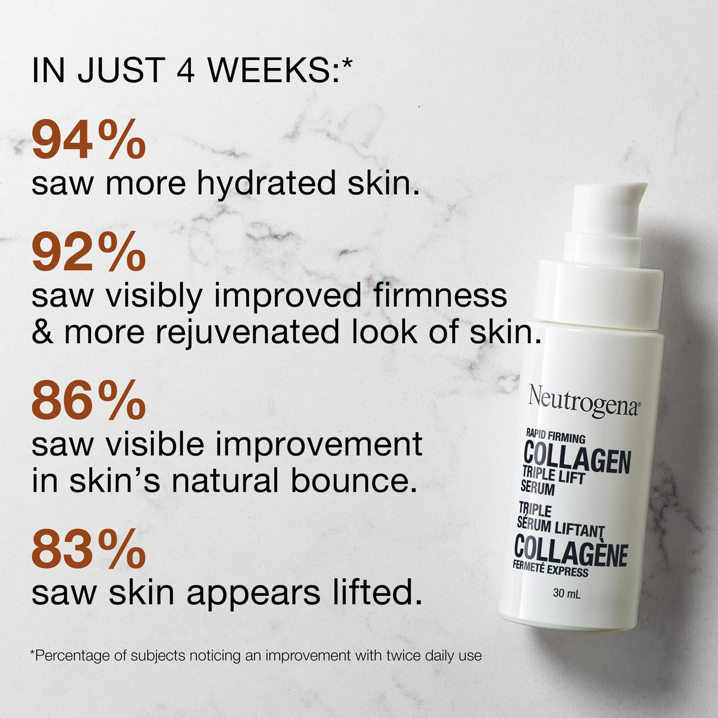 Neutrogena Rapid Firming Collagen Triple Lift Face Serum, Hydrating Serum with Collagen & AHP Amino Acid to visibly Firm & Smooth Skin, Lightweight