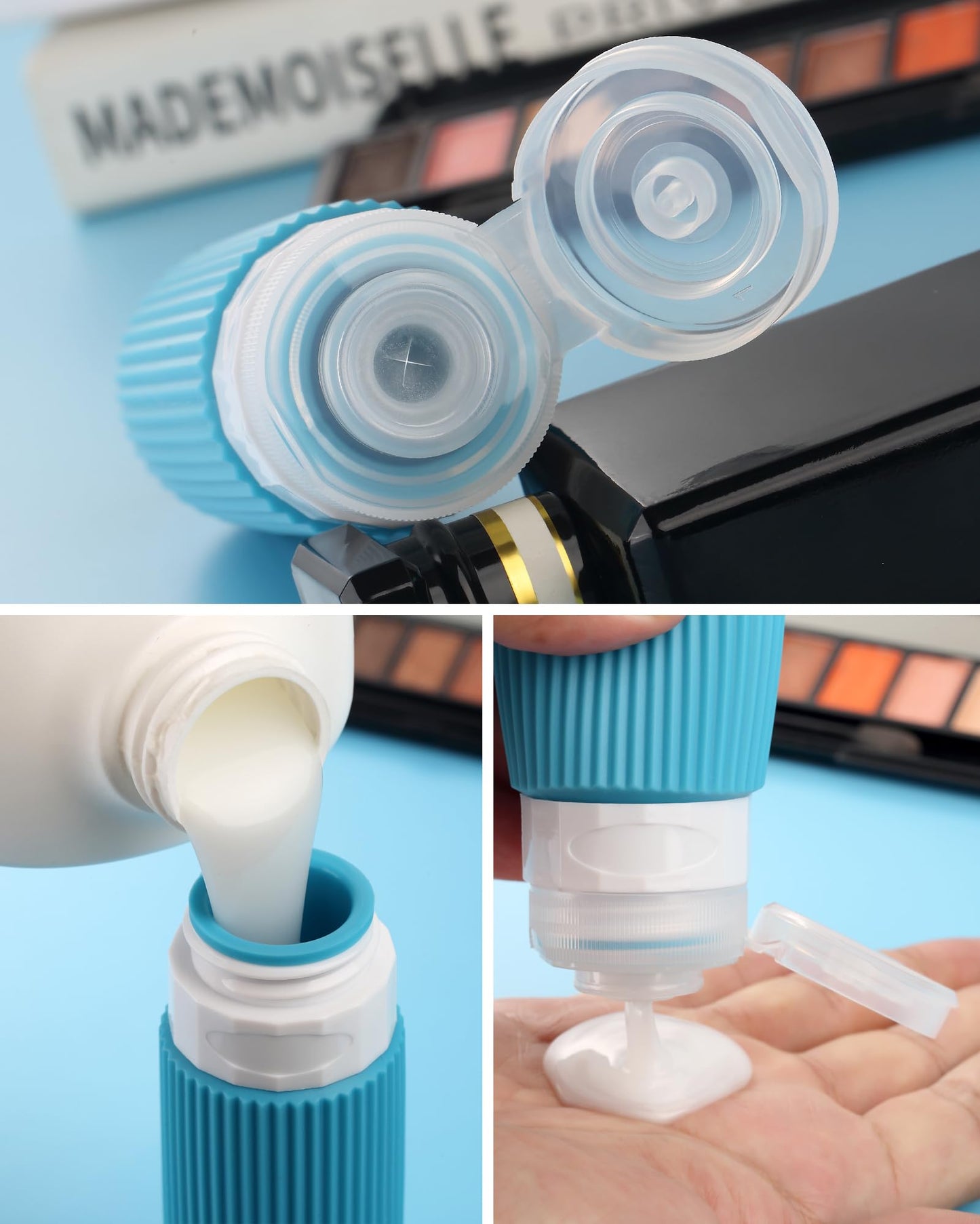 Mrsdry Travel Bottles for Toiletries 8 Pack, Tsa Approved Travel Size Toiletries 3 oz, Containers for Toiletries, with Clear Bag, Leak Proof Silicone Beauty and Personal Care Mrsdry
