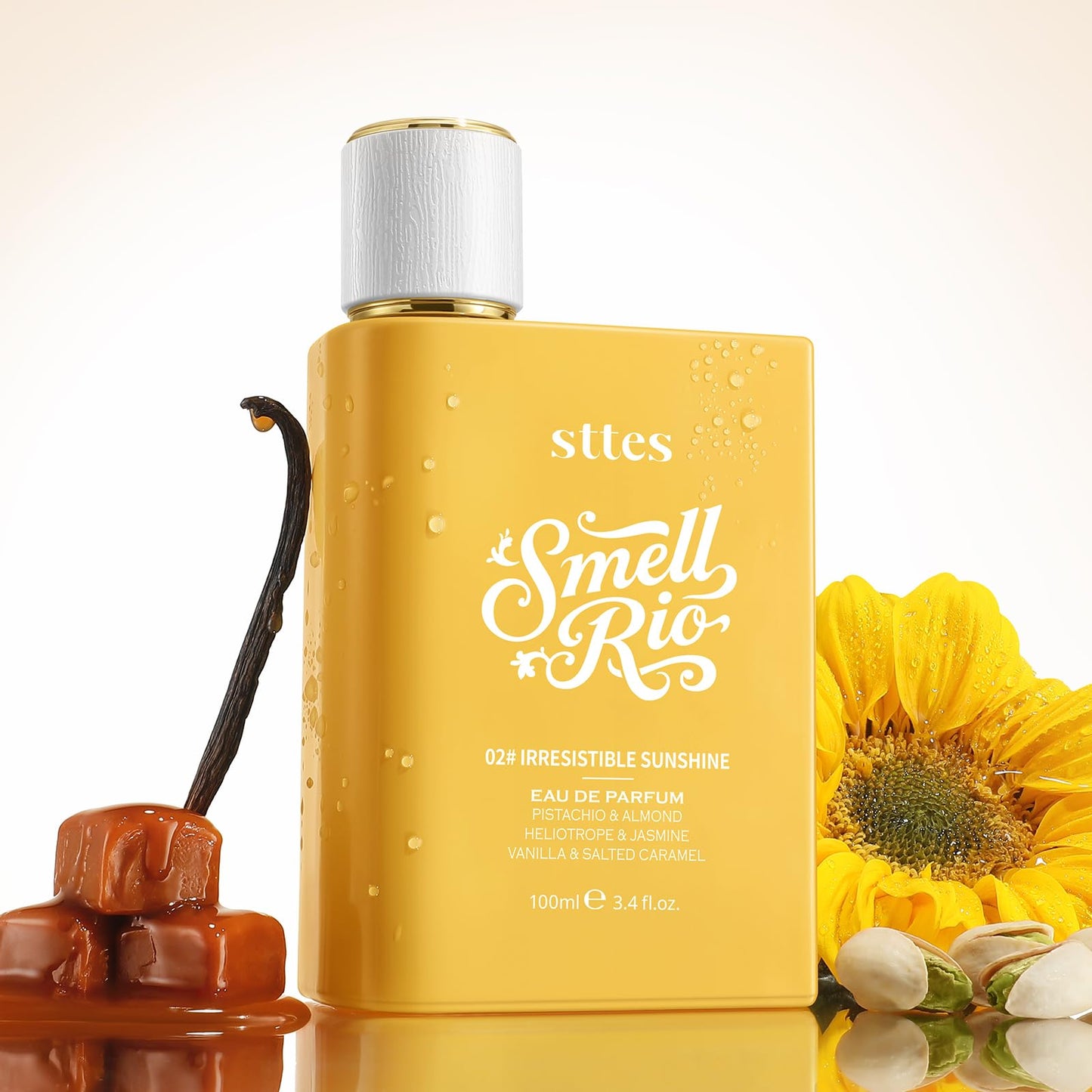Sttes Perfume 02# Irresistible Sunshine for Women - Pistachio, Vanilla & Salted Caramel Eau de Perfume 100ml (3.4fl oz) Sweet Gourmand Caramel Vanilla Beauty and Personal Care Sttes