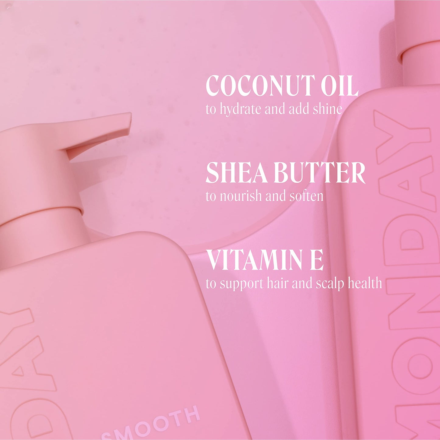 MONDAY HAIRCARE Smooth Shampoo + Conditioner Bathroom Set (2 Pack) 30oz Each for Frizzy, Coarse, and Curly Hair, Made from Coconut Oil, Shea Butter