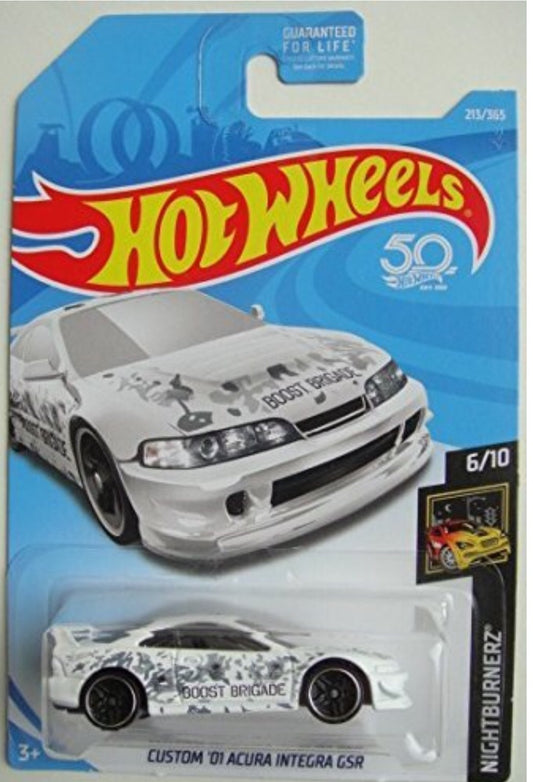Hot Wheels NIGHTBURNERZ 6/10, Custom '01 Acura Integra 213/365 50TH Anniversary Card