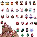 37PCS Christmas Nail Art Charms - Mixed 3D Resin Charms with Santa Claus, Elk, Xmas Tree, Gloves, Bells, Snowman Designs