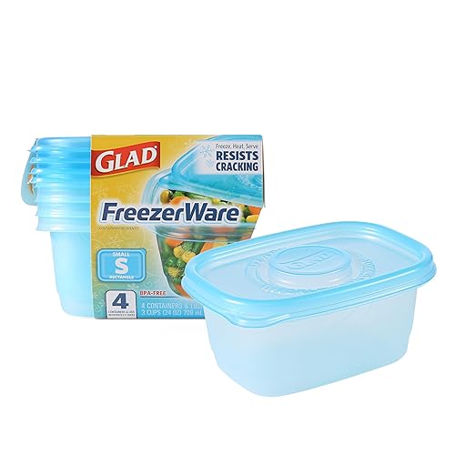 Glad Food Storage Containers - Glad FreezerWare Container - Small - 24 Ounce - 4 Containers