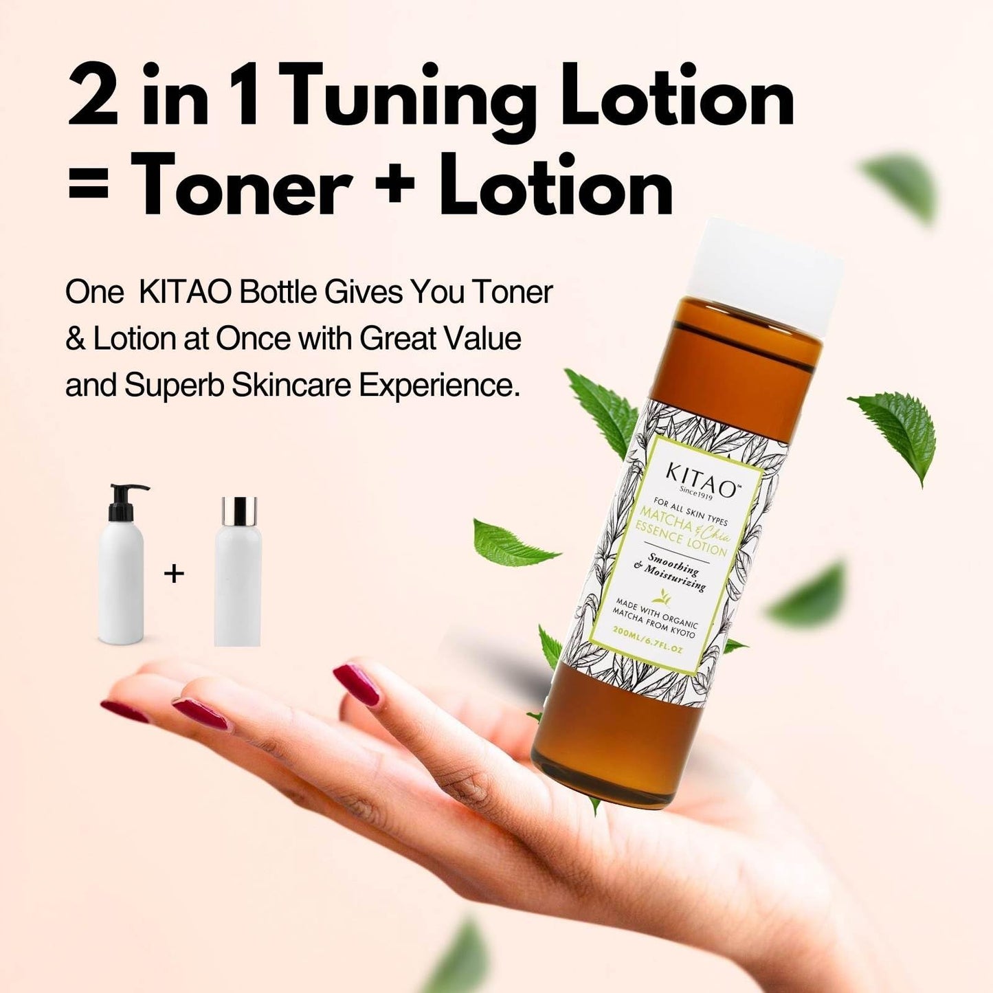 KITAO Facial Moisturizing Lotion for Dry Skin, Anti Aging Body Lotion for Women by Matcha, Quinoa& Chia, Daily Moisturizer, Mens Face Moisturizer