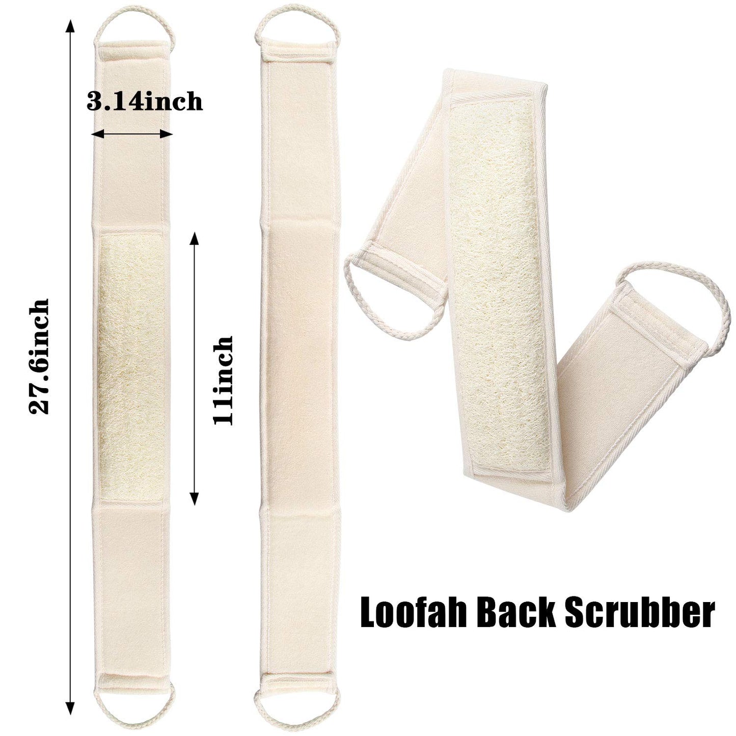 FEBSNOW Loofa Body Scrubber - 4 PCS Exfoliating Loofah Back Scrubber Natural Luffa Shower Bath Sponge Exfoliating Washcloth Face Scrubber Pad for Deep