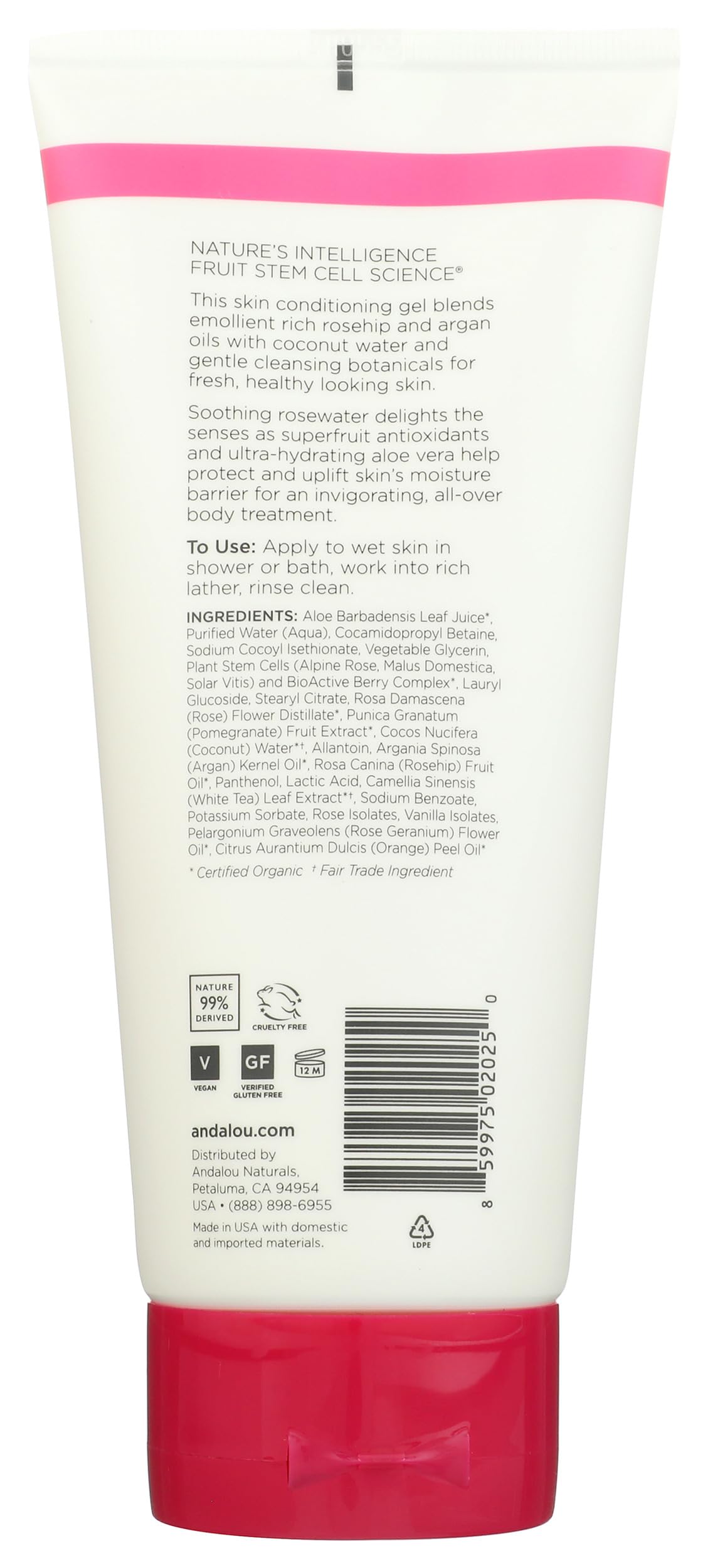Andalou Naturals Shower Gel 1000 Roses, 8.5 oz